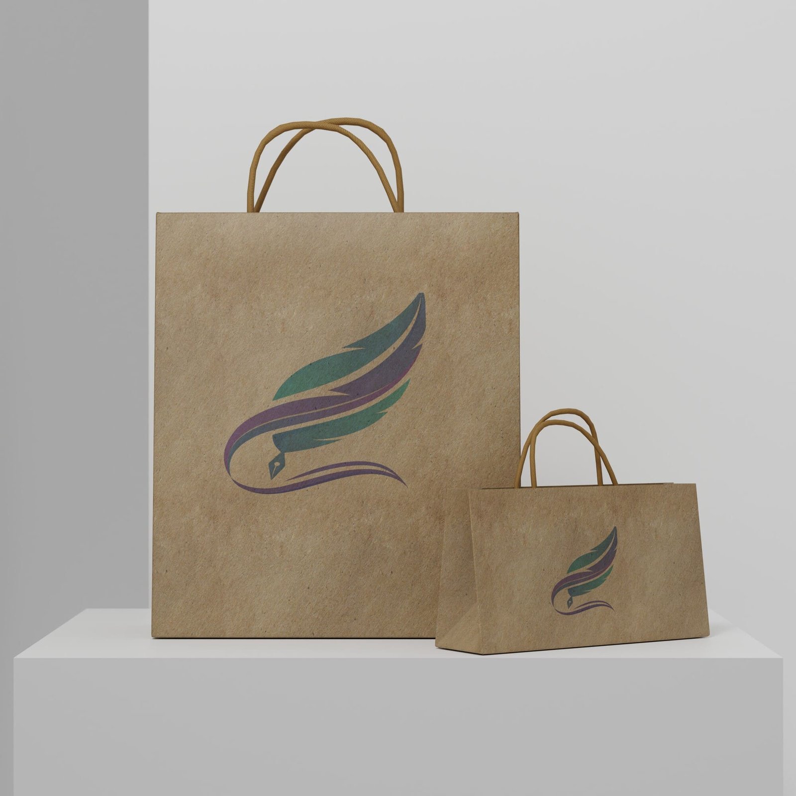 Peacock Feather Kraft Bag